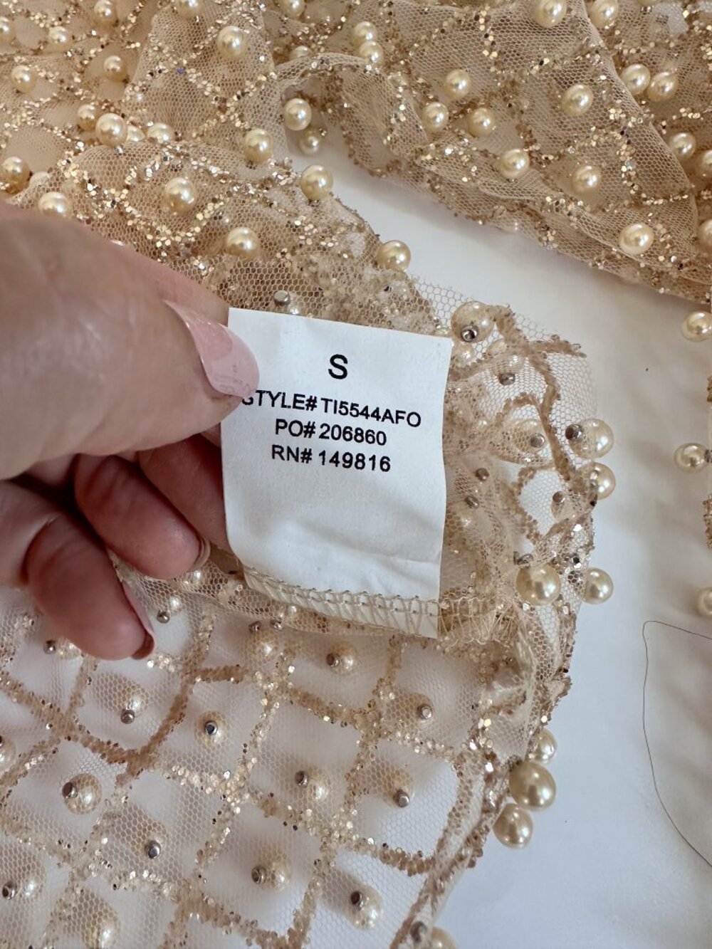 FORE Gold Beaded Mesh Long Sleeve Top Women's Size Small - Picture 11 of 13